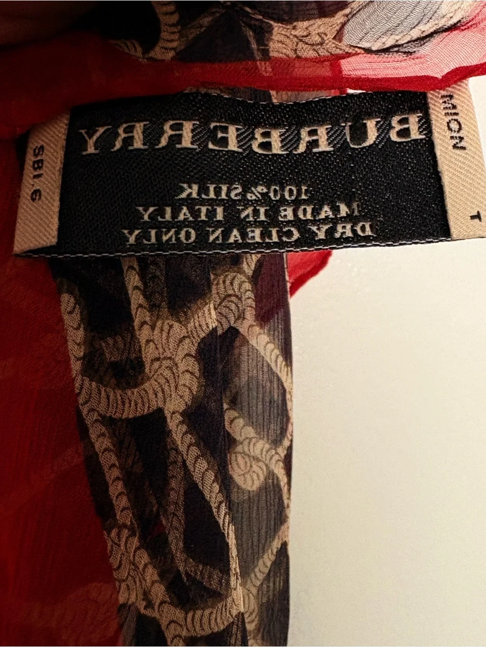 Burberry Rope Check Silk Chiffon Skinny Scarf Twilly Red Black SS 2024 rare
